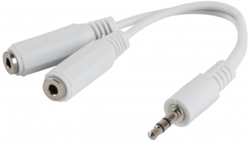 Adaptor audio stereo 2x Jack 3.5 mm 3 pini mama la Jack 3.5 mm 3 pini tata 10 cm Alb SOHO5297