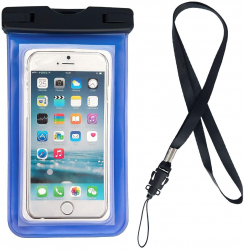 Husa subacvatica cu snur pentru smartphoneuri si deviceuri de pana 6.7 inch Albastru transparent SOHO5334 