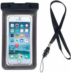 Husa subacvatica cu snur pentru smartphoneuri si deviceuri de pana 6.7 inch Negru transparent SOHO5338