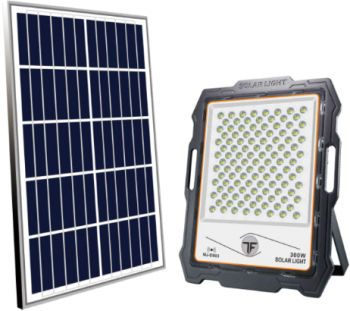 Proiector Solar KlaussTech de 300 W cu Panou Solar Material Aluminiu Acumulator 30000 mAH IP67 Waterproof 3000 lm Negru 