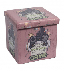 Taburet pliabil cu spatiu pentru depozitare 38x38x37.5 model Game Multicolor 
