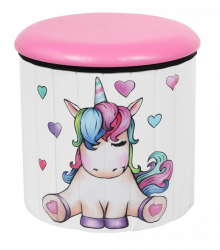 Taburet pliabil rotund 38 cm model Unicorn multicolor 