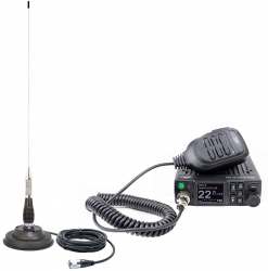 Pachet Statie radio CB PNI Escort HP 8900 ASQ 12-24V si antena CB PNI Extra 48 cu baza magnetica alimentare 12V24V RF Gain Roger Beep 