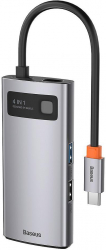 Docking Station Baseus Metal Gleam conectare PC USB Type-C 4 in 1 Gri 