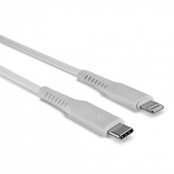 Cablu de date si incarcare Quick Charge USB type C la Lightning MFI 1m T-T Alb Lindy L31316 