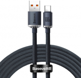 Cablu pentru incarcare si transfer de date Baseus Crystal Shine USB/USB Type-C 100W 2m Negru 