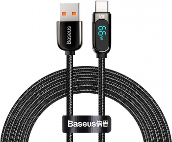 Cablu pentru incarcare si transfer de date Baseus Display USB/USB Type-C 66W 1m Negru 