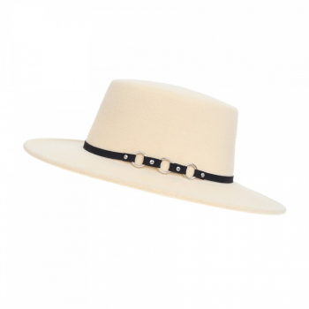 Palarie boater din stofa PAMI PD-0522-58 57 cm Crem 