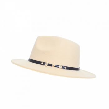 Palarie fedora din stofa PAMI PD-0522-64 58 cm Crem