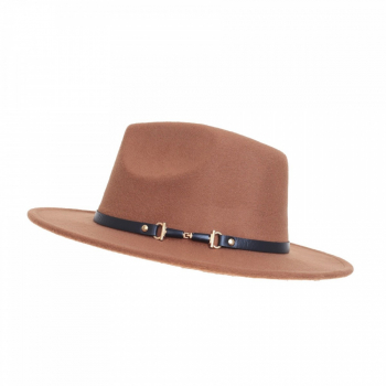 Palarie fedora din stofa PAMI PD-0522-64 58 cm Maro 