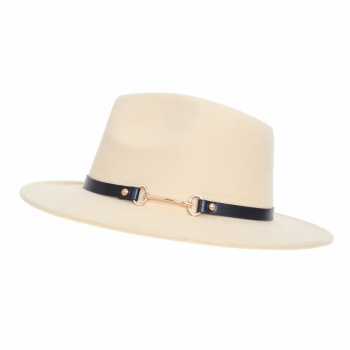 Palarie fedora din stofa PAMI PD-0522-71 58 cm Crem 