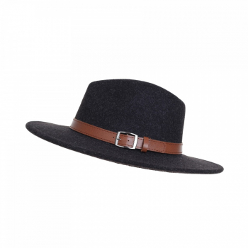 Palarie panama din stofa PAMI PD-0522-44 57 cm Negru 