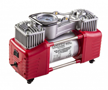 Compresor 12V x 300W 70L/min 2 cilindri cu accesorii RD-AC14 Raider 089409 
