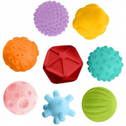 Set de 8 jucarii senzoriale moi si colorate cu diferite modele Huanger HE0235 