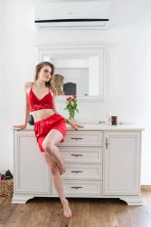 Pijama scurta satin cu bustiera ZN 00115 