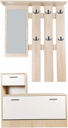 Set mobilier hol Filio Unic Spot RO stejar alb cu usi albe 90x24x191 cm 