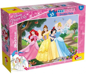 Lisciani - Puzzle de colorat maxi - Printese vesele 35 piese 