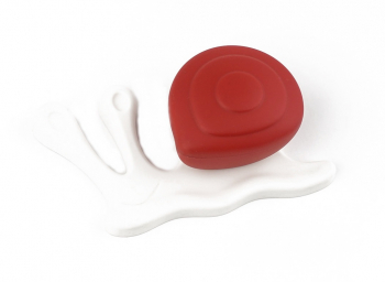 Buton pentru mobila copii Joy Melc finisaj alb cu casuta rosie CB 30 mm 