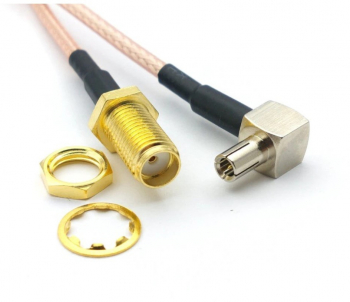 Cablu adaptor RF pigtail TS9 tata SMA mama 150mm pentru conectare modem la antena GSM GPS LORA 