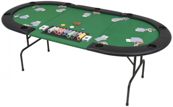vidaXL Masa de poker pliabila in 3 pentru 9 jucatori oval Verde 