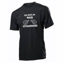 Tricou personalizat negru model Asa arata un nas extraordinar 