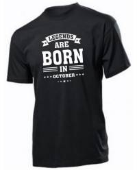 Tricou personalizat negru model Legends are born in October 