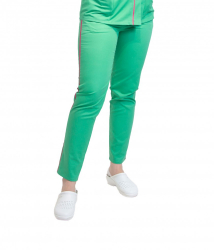 Pantaloni medicali dama cu insertii 2 buzunare lateral tercot XS verde 