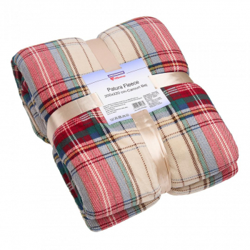 Patura fleece cu blanita dimensiune 200 and times 220 cm Model Carouri Multicolor