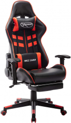 vidaXL Scaun jocuri cu suport picioare negru/rosu piele artificiala 