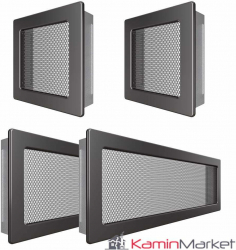 Set Grile Complet ventilatie - convectie semineu 2 x 17x17 cm 2 x 17x49 cm - Grafit 