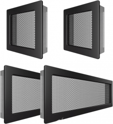 Set Grile Complet ventilatie - convectie semineu 2 x 17x17 cm 2 x 17x49 cm - Negru Fresh 