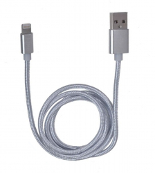 Cablu de incarcare sau transfer date USB la Lightning lungime 1M ranforsat Silver JMB-BBL5517 