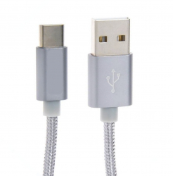 Cablu de incarcare sau transfer date USB la Type-C lungime 1M ranforsat Gri JMB-BBL5516 