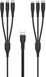 Cablu pentru incarcare 6 in 1 2 x Lightning 2 x Micro USB 2 x USB-C 2 metri Negru TLF-BBL5553 
