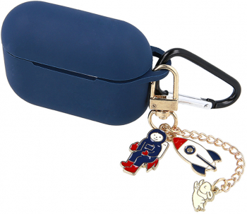 Husa pentru Apple AirPods Pro cu pandativ si carabina silicon Bleumarin TLF-BBL5543