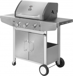 Gratar gaz 3 arzatoare BBQ 3001 Master Grill Teesa argintiu cu loc pentru butelie TSA0095HQ
