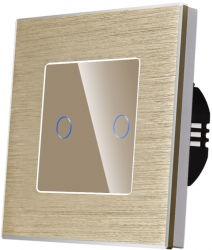 Intrerupator Simplu Wi-Fi cu Touch din Sticla si Rama de Aluminiu LUXION Auriu 