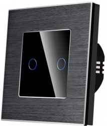 Intrerupator Simplu Wi-Fi cu Touch din Sticla si Rama de Aluminiu LUXION Negru 