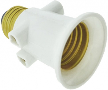 Dulie cu soclu E27 si 2 prize Euro C7 16A 250V alba