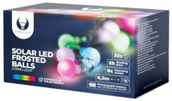 Ghirlanda luminoasa solara cu 30 de becuri LED Forever Light 94589 6.5m lungime panou solar acumulator lumina calda multicolor 