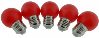 Set 5 becuri LED E27 G45 Forever Light 86283 2W unghi larg de 360 and deg culoare rosie 