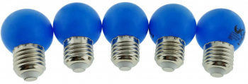 Set 5 becuri LED E27 G45 Forever Light 86285 2W unghi larg de 360 and deg albastre 