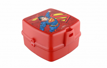 Cutie pentru alimente 1400ml dimensiune 14 x 15 x 9 cm tacamuri incluse model Superman 