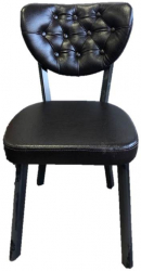 Scaun tapitat dining/bucatarie Lincoln Negru material Piele ecologica cadru Lemn picioare metal 