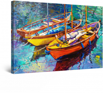 Tablou DualView Startonight Barci legate de ponton luminos in intuneric 80 cm x 120 cm