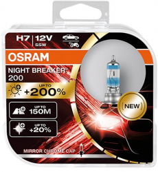 Set 2 becuri auto Osram H7 Night Breaker +200 12V 55W 