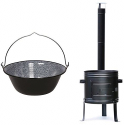 Soba cu ceaun emailat 30 L burlan cot 50x67 cm Perfect Home 