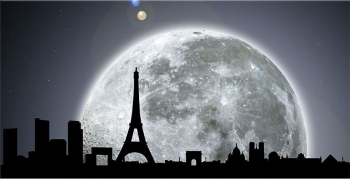 Tablou DualView Startonight Parisul sub lumina lunii luminos in intuneric 60 x 120 cm 