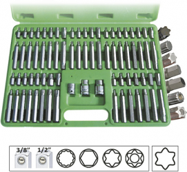 Trusa Speciala Capete Surubelnita 74 Piese Pentru Suruburi Ribe 12 Fete Torx Torx Inv Hexagonal 