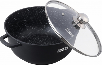 SEMIOALA ALUMINIU TURNAT+CAPAC 40x17.5 cm 18.5 L DARK LINE COOKING BY HEINNER 